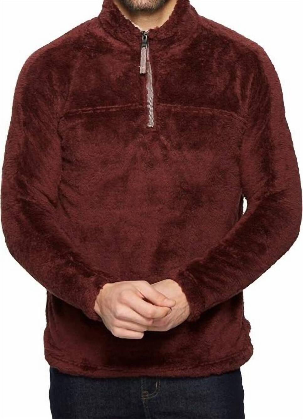 NEW TRUE GRIT plush half zip pullover in wine
